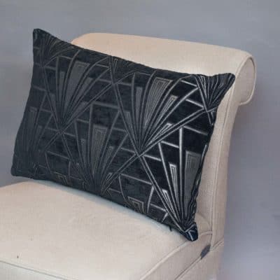 Art Deco Geometric XL Rectangular Cushion in Black and Silver