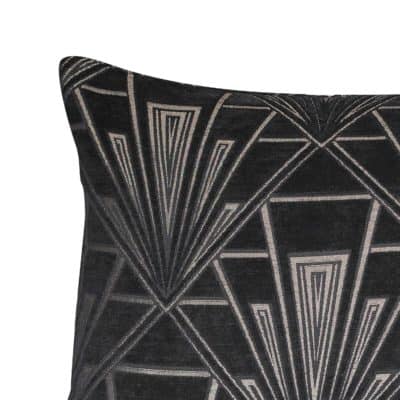 Art Deco Geometric XL Rectangular Cushion in Black and Silver