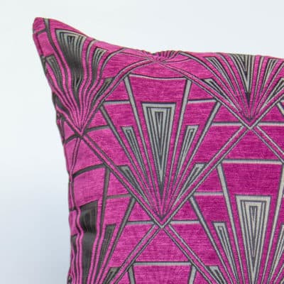 Art Deco Geometric Velvet Chenille Extra Large Cushion in Pink and