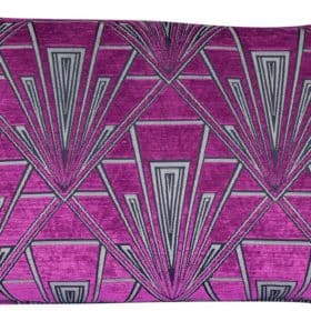 Art Deco Geometric Velvet Chenille XL Rectangular Cushion in Pink and Silver