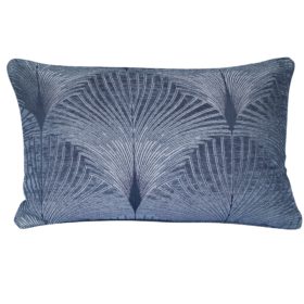 Art Deco Fan XL Rectangular Cushion in Grey and Silver