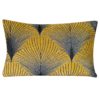 Art Deco Fan XL Rectangular Cushion in Ochre and Silver