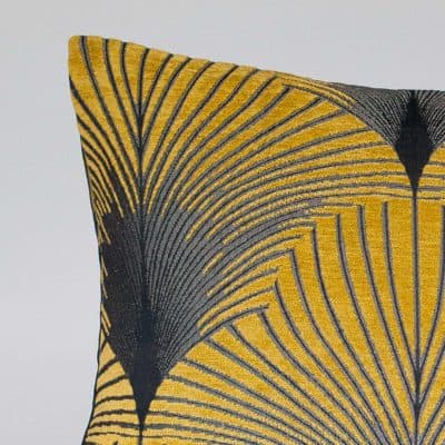 Art Deco Fan XL Rectangular Cushion in Ochre and Silver