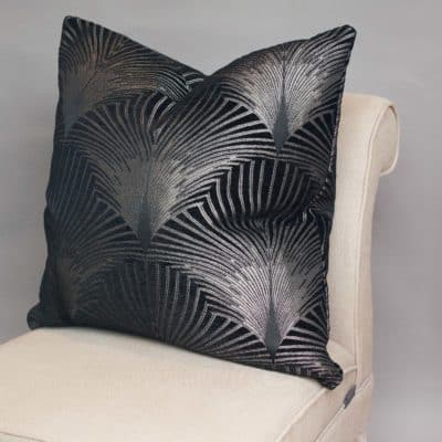 Art Deco Fan XL Cushion in Black and Silver