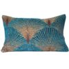 Art Deco Fan XL Rectangular Cushion in Teal and Gold