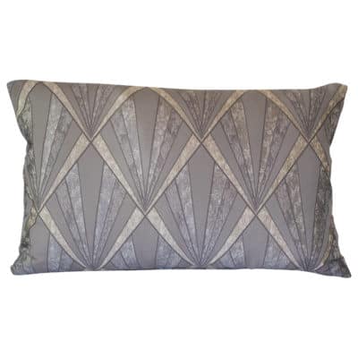 Metallic Art Deco XL Rectangular Cushion in Grey and Silver