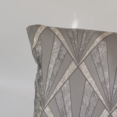 Metallic Art Deco XL Rectangular Cushion in Grey and Silver