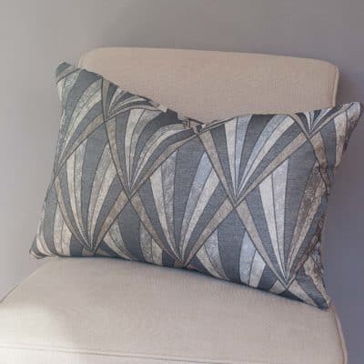Metallic Art Deco XL Rectangular Cushion in Grey and Copper