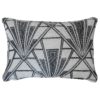 Art Deco Geometric Velvet Chenille Boudoir Cushion in Pearl White