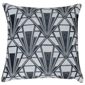 Art Deco Geometric Velvet Chenille Extra-Large Cushion in Pearl White