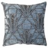 Art Deco Geometric Velvet Chenille Cushion in Steel Blue