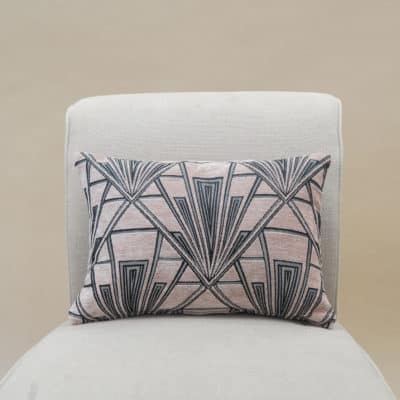 Art Deco Geometric Velvet Chenille Boudoir Cushion in Blush Pink