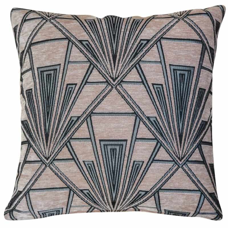 Art Deco Geometric Velvet Chenille Cushion in Blush Pink