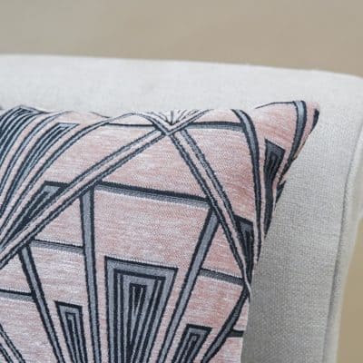 Art Deco Geometric Velvet Chenille Cushion in Blush Pink