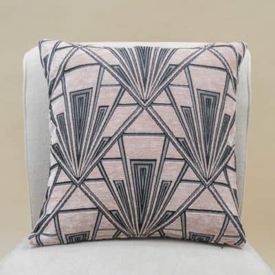 Art Deco Geometric Velvet Chenille Cushion in Blush Pink