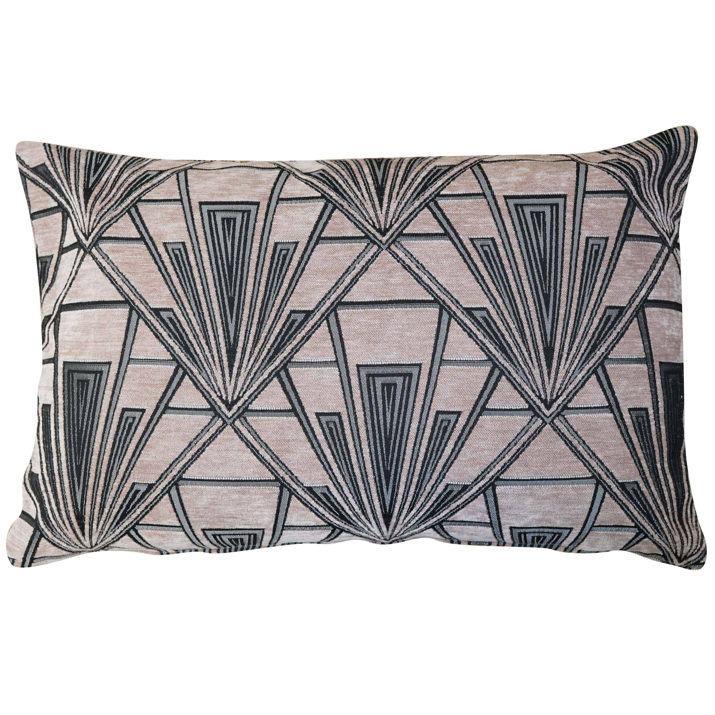 Art Deco Cushion Pink and Silver Geometric Design Luxury Velvet Chenille 