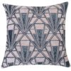 Art Deco Geometric Velvet Chenille Extra-Large Cushion in Blush Pink