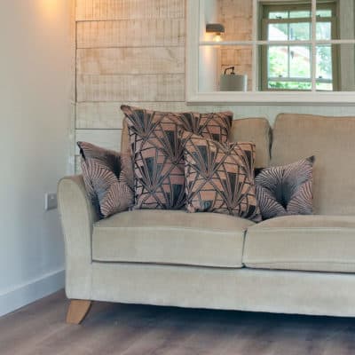 Art Deco Geometric Velvet Chenille Extra-Large Cushion in Blush Pink