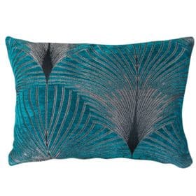 Art Deco Fan Boudoir Cushion in Teal and Silver