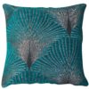 Art Deco Fan Cushion in Teal and Silver