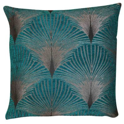 Art Deco Fan Extra-Large Cushion in Teal and Silver
