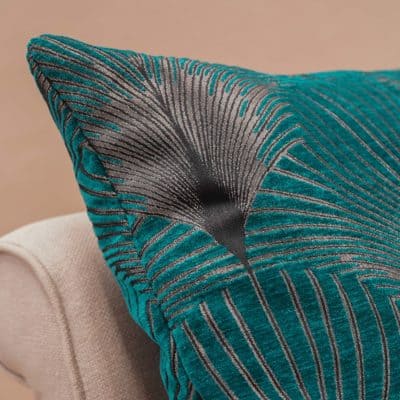 Art Deco Fan Extra-Large Cushion in Teal and Silver