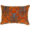 Art Deco Geometric Velvet Chenille Boudoir Cushion in Burnt Orange and Silver