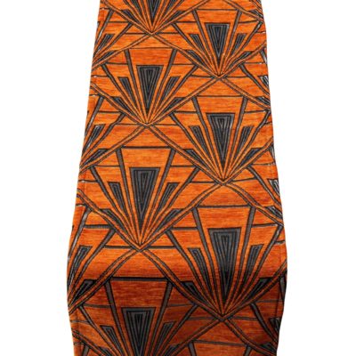 Art Deco Geometric Table Runner in Burnt Orange and Silver