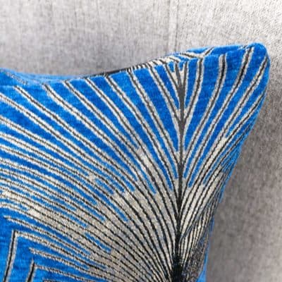 Art Deco Fan Cushion in Electric Blue
