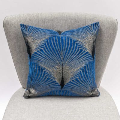 Art Deco Fan Cushion in Electric Blue