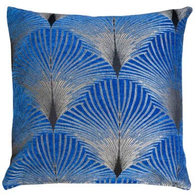 Art Deco Fan Extra-Large Cushion in Royal Blue and Silver