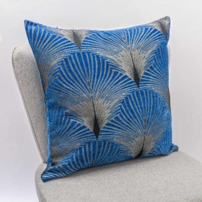 Art Deco Fan Extra-Large Cushion in Royal Blue and Silver