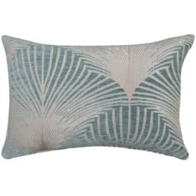 Art Deco Fan Boudoir Cushion Cover in Duck Egg Blue and Natural