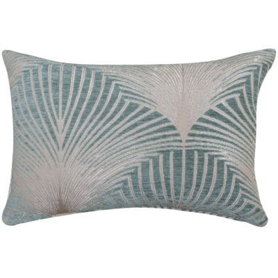 Art Deco Fan Boudoir Cushion in Duck Egg Blue and Natural