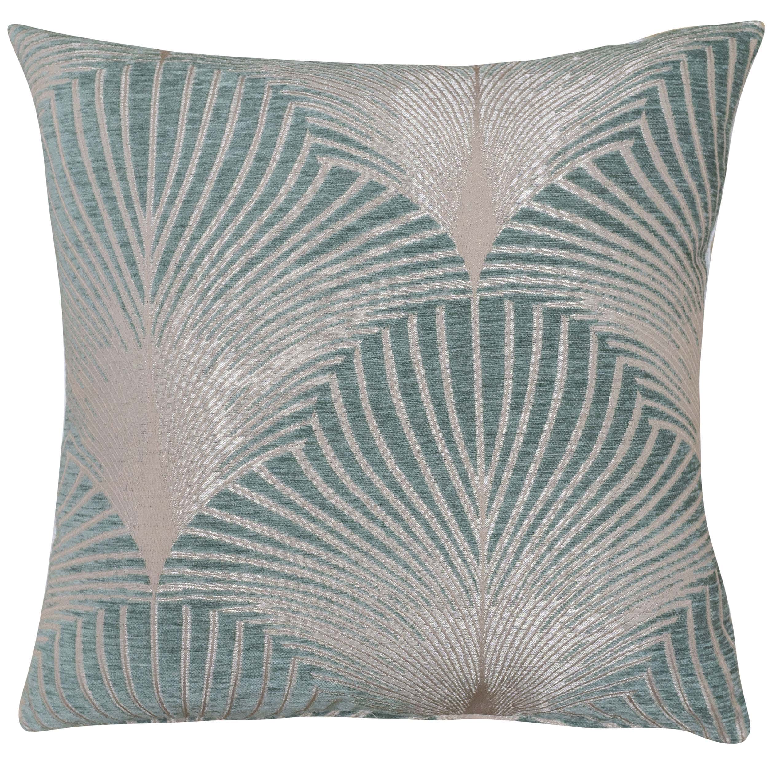 Art Deco Fan Cushion in Duck Egg Blue and Natural