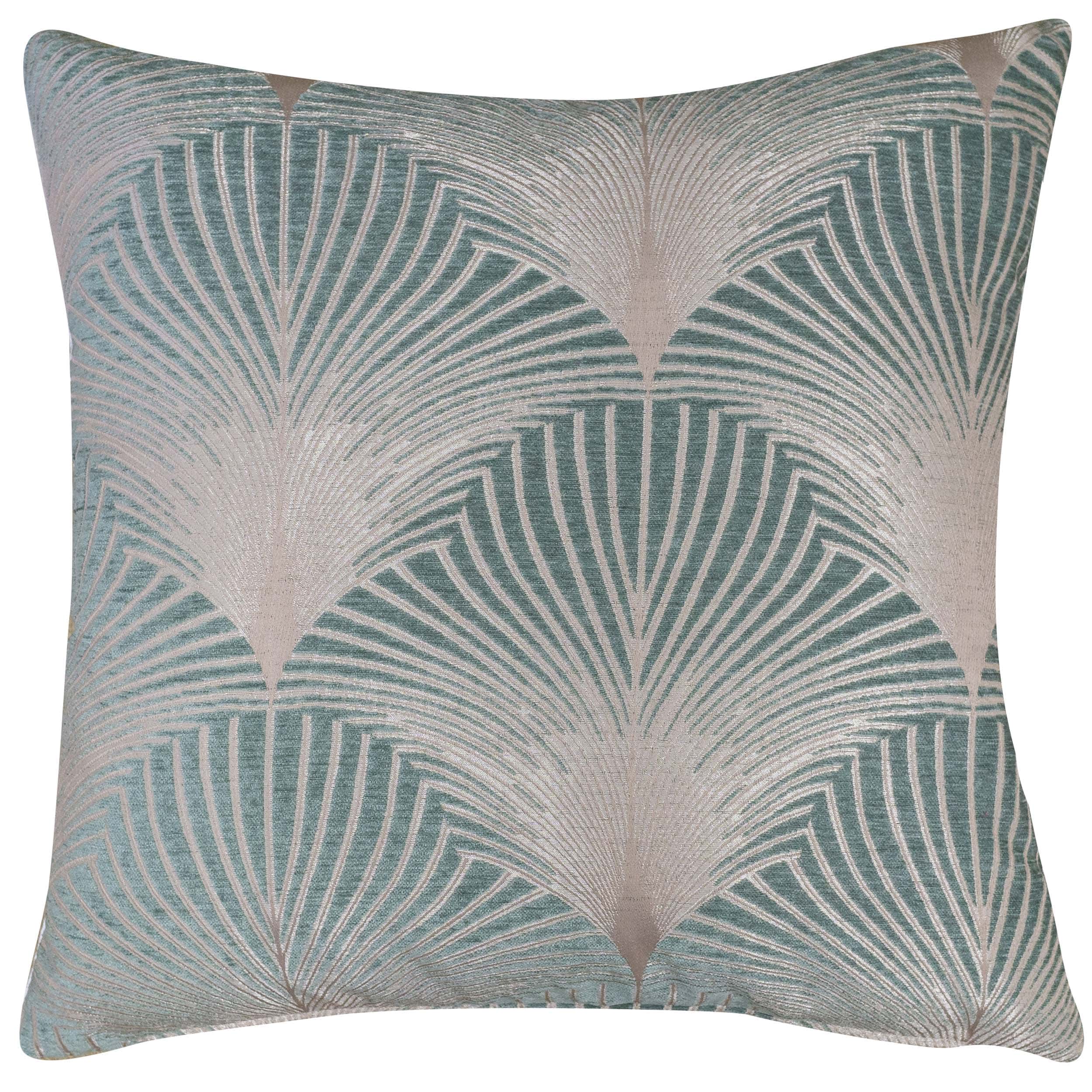 Art Deco Fan Extra-Large Cushion in Duck Egg Blue and Natural