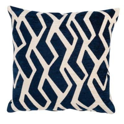 Modern Geometric Cushion White on Blue