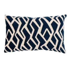 Modern Geometric XL Rectangular Cushion White on Blue