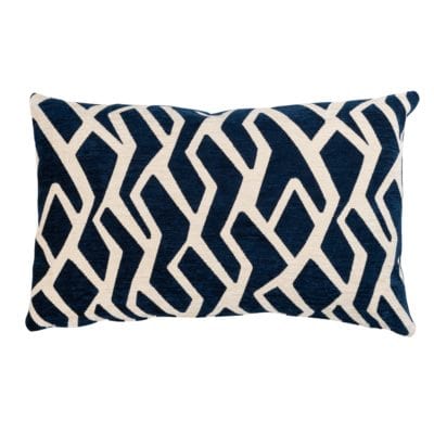 Modern Geometric XL Rectangular Cushion White on Blue
