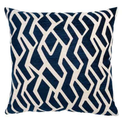Modern Geometric Extra-Large Cushion White on Blue