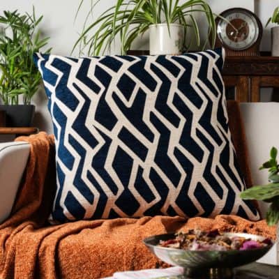 Geometric blue outlet cushions