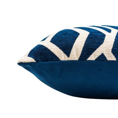 Modern Geometric Extra-Large Cushion White on Blue
