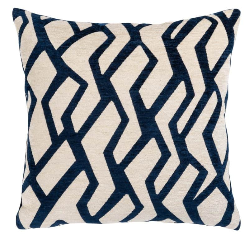 Modern Geometric Cushion Blue on White