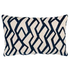 Modern Geometric XL Rectangular Cushion Blue on White