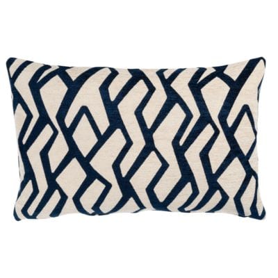 Modern Geometric XL Rectangular Cushion Blue on White