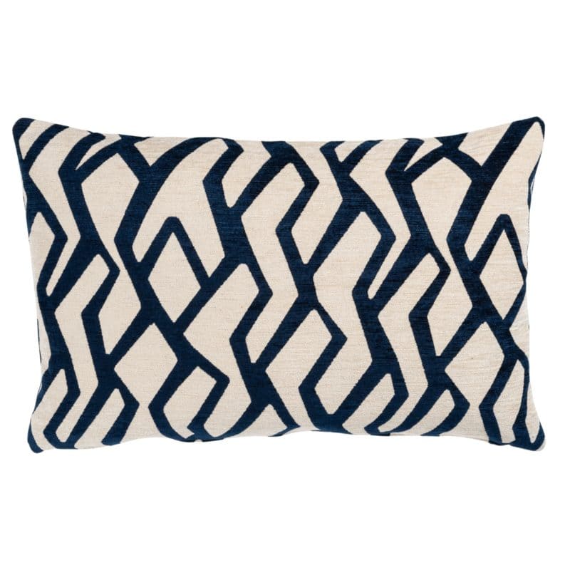 Modern Geometric XL Rectangular Cushion Blue on White