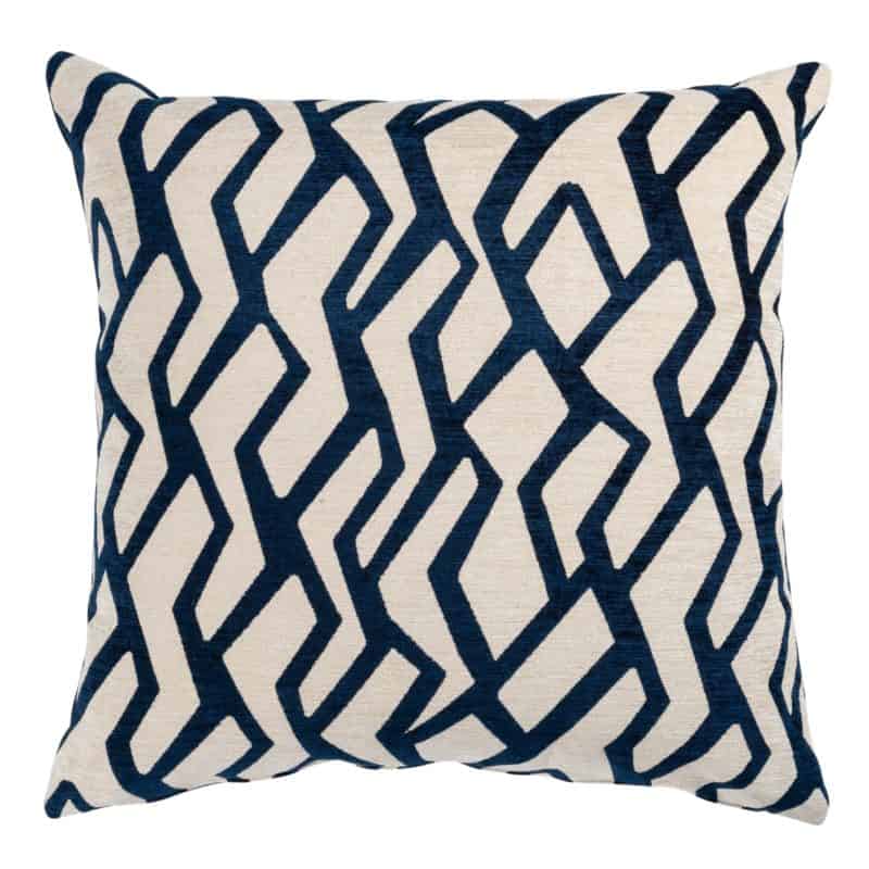 Modern Geometric Extra-Large Cushion Blue on White