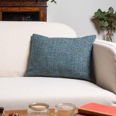 Rustic Basketweave Boudoir Cushion in Teal Blue