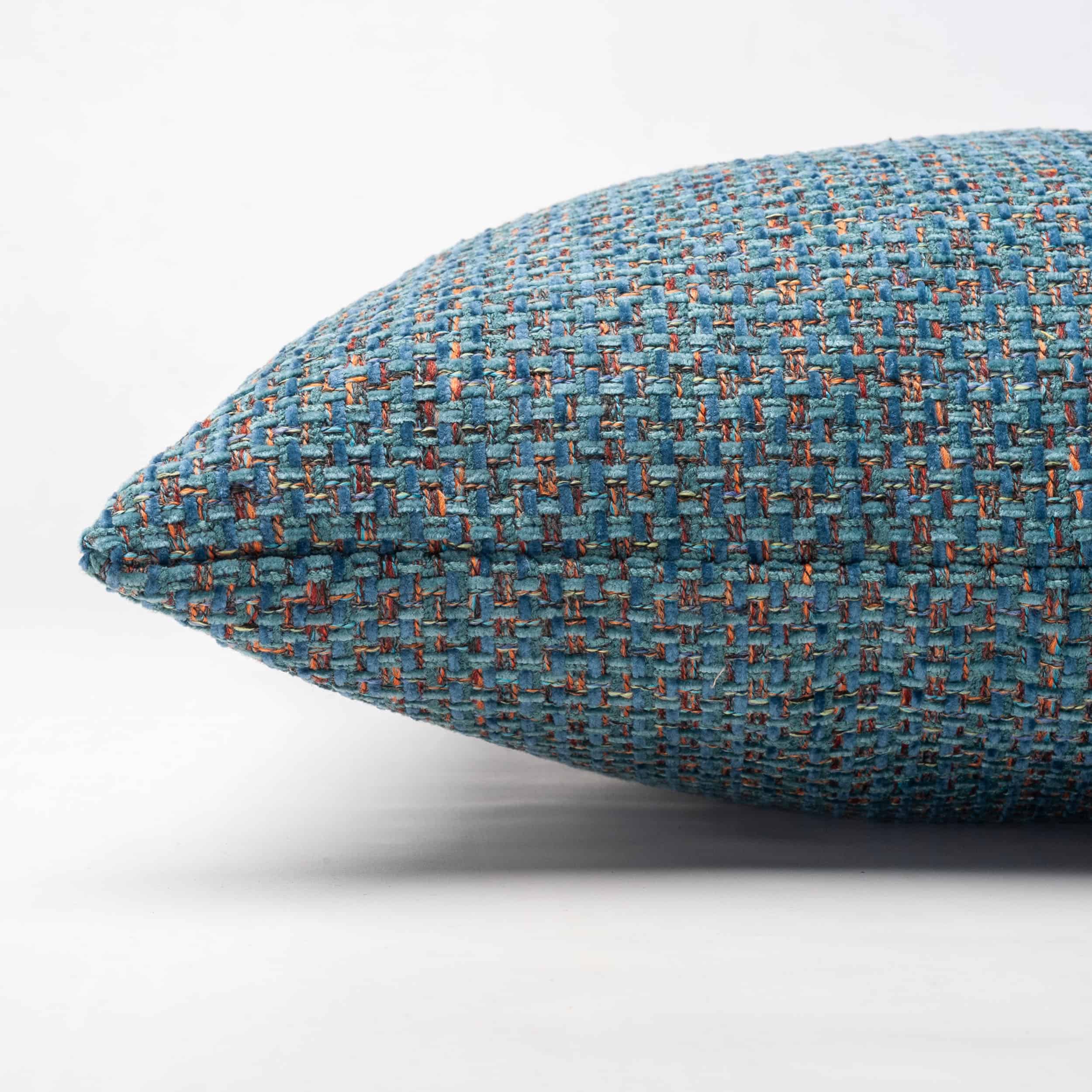 Rustic Basketweave Cushion in Teal Blue