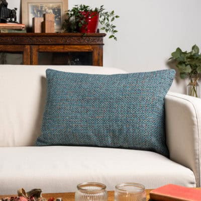 Rustic Basketweave XL Rectangular Cushion in Teal Blue